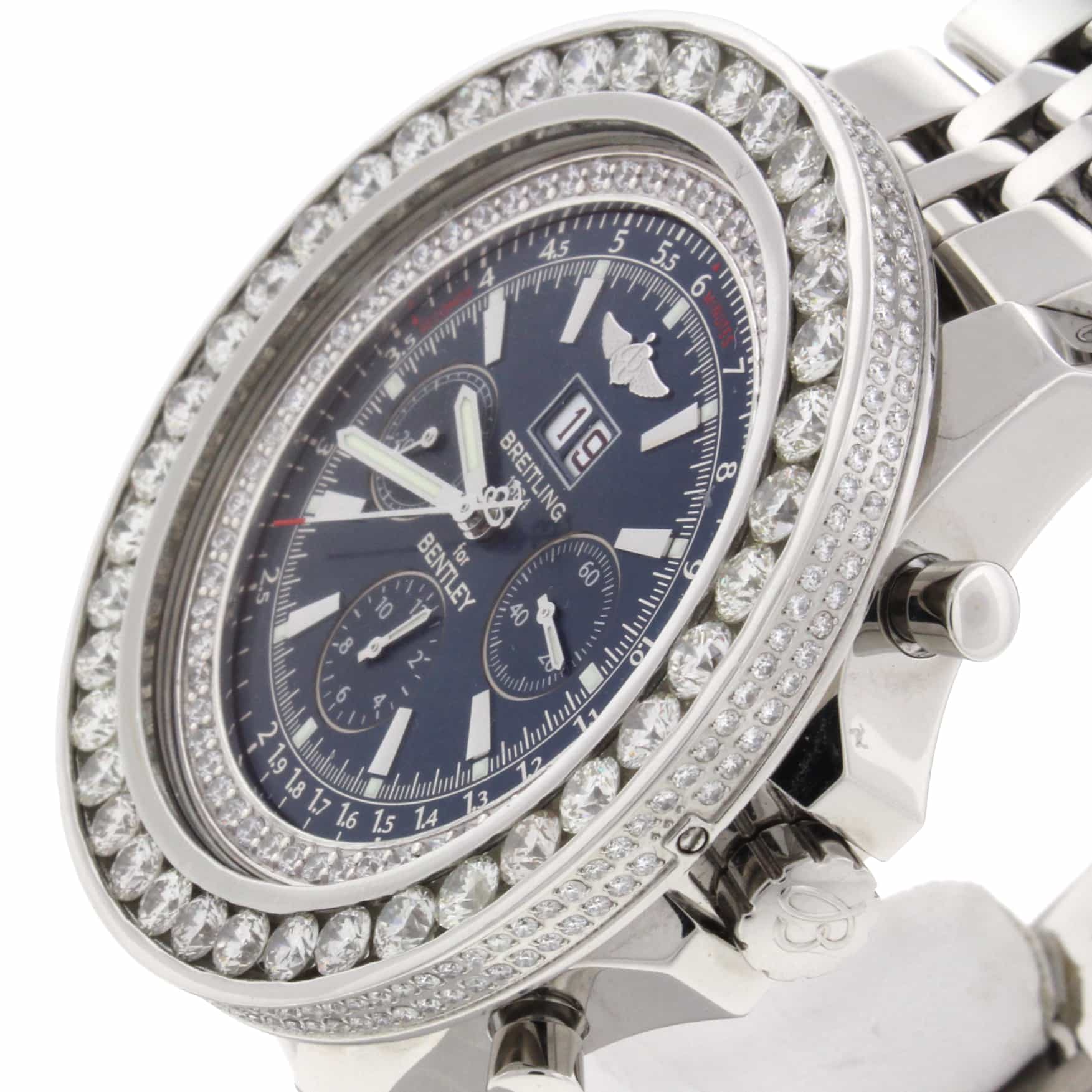 Breitling Bentley 6.75 Chronograph Blue Dial Big Date with 8.0 Ct Diamond Bezel Automatic Mens Watch A44362 - Image 5