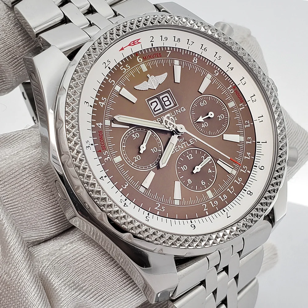 Breitling Bentley 6.75 Chronograph 49mm Brown Index Dial Big Date Stainless Steel Watch A44362 - Image 2