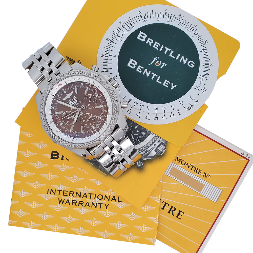 Breitling Bentley 6.75 Chronograph 49mm Brown Index Dial Big Date Stainless Steel Watch A44362 - Image 3