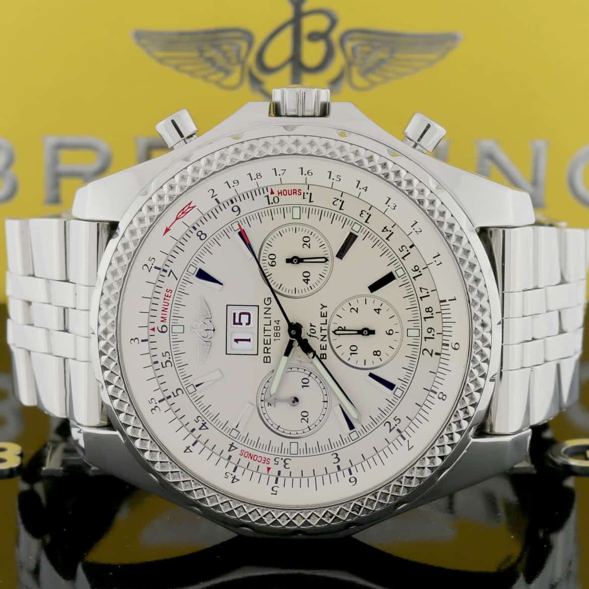Breitling Bentley 6.75 Chronograph Ivory Dial Big Date 49MM Automatic Stainless Steel Mens Watch A44362 - Image 2