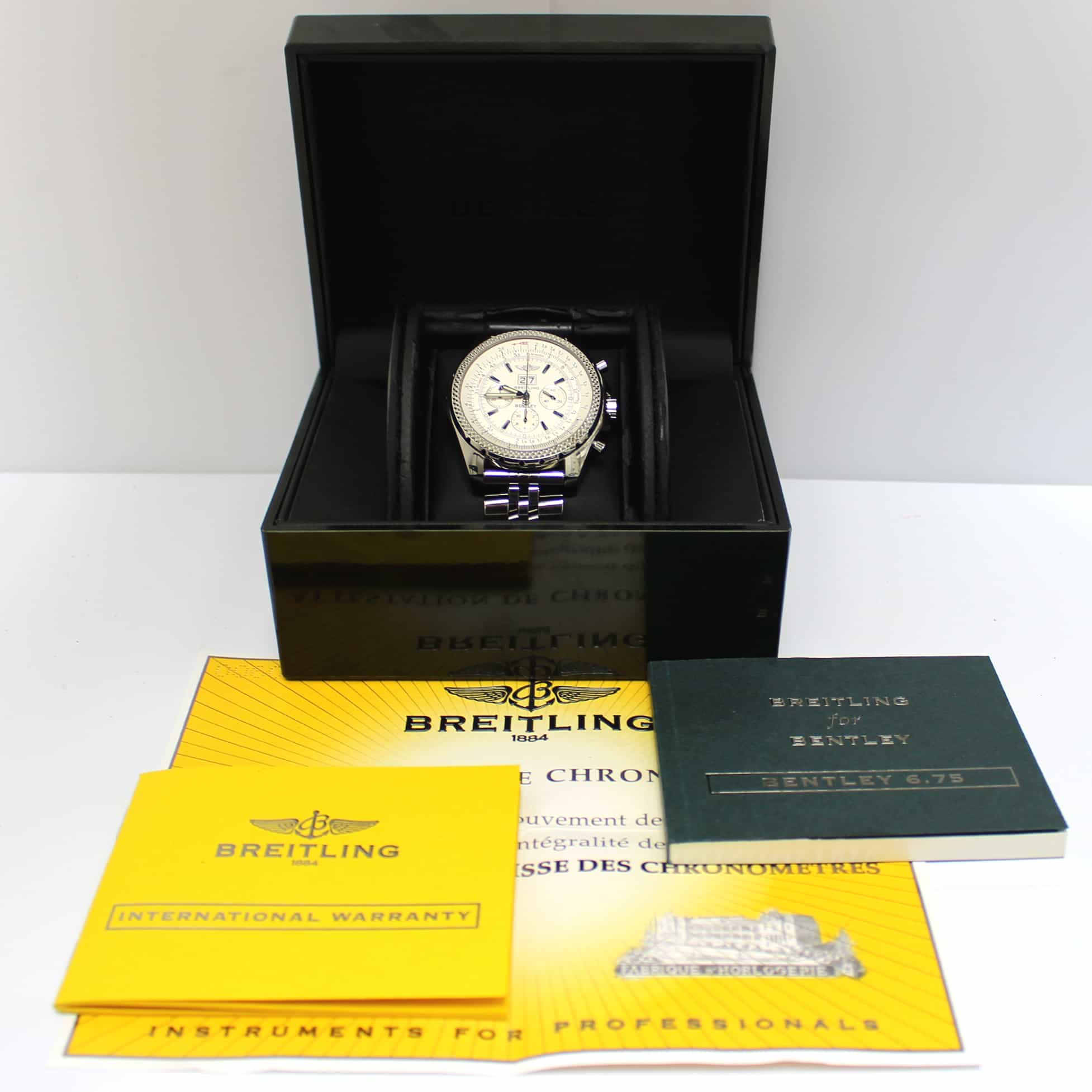 Breitling Bentley 6.75 Chronograph Ivory Dial Big Date Automatic Mens Watch A44362 - Image 3