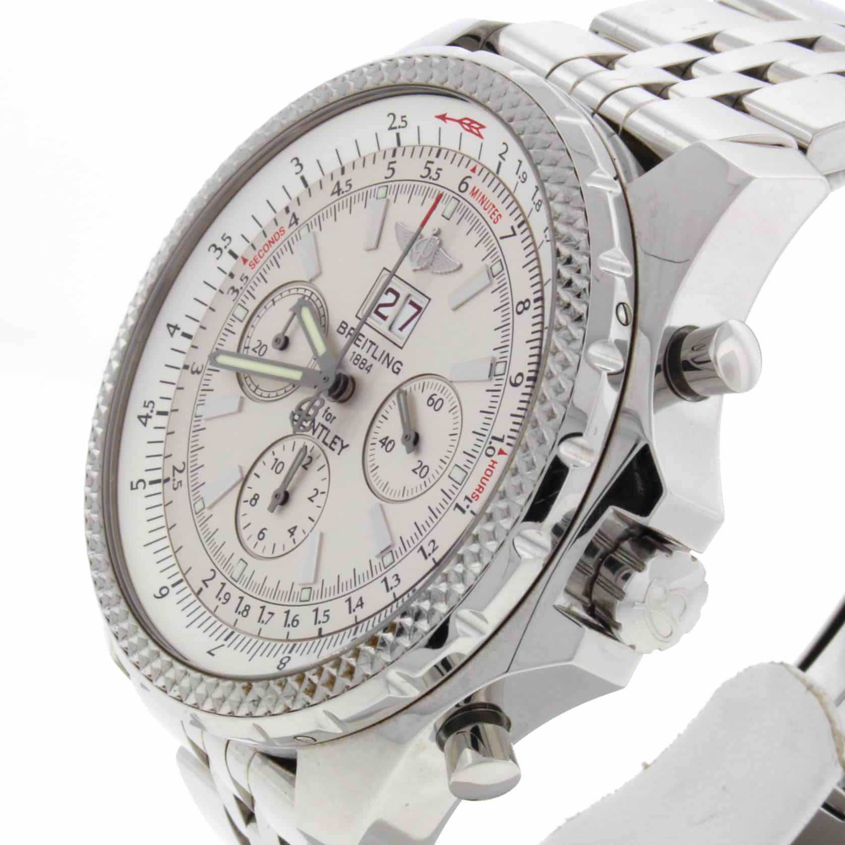 Breitling Bentley 6.75 Chronograph Ivory Dial Big Date Automatic Mens Watch A44362 - Image 4