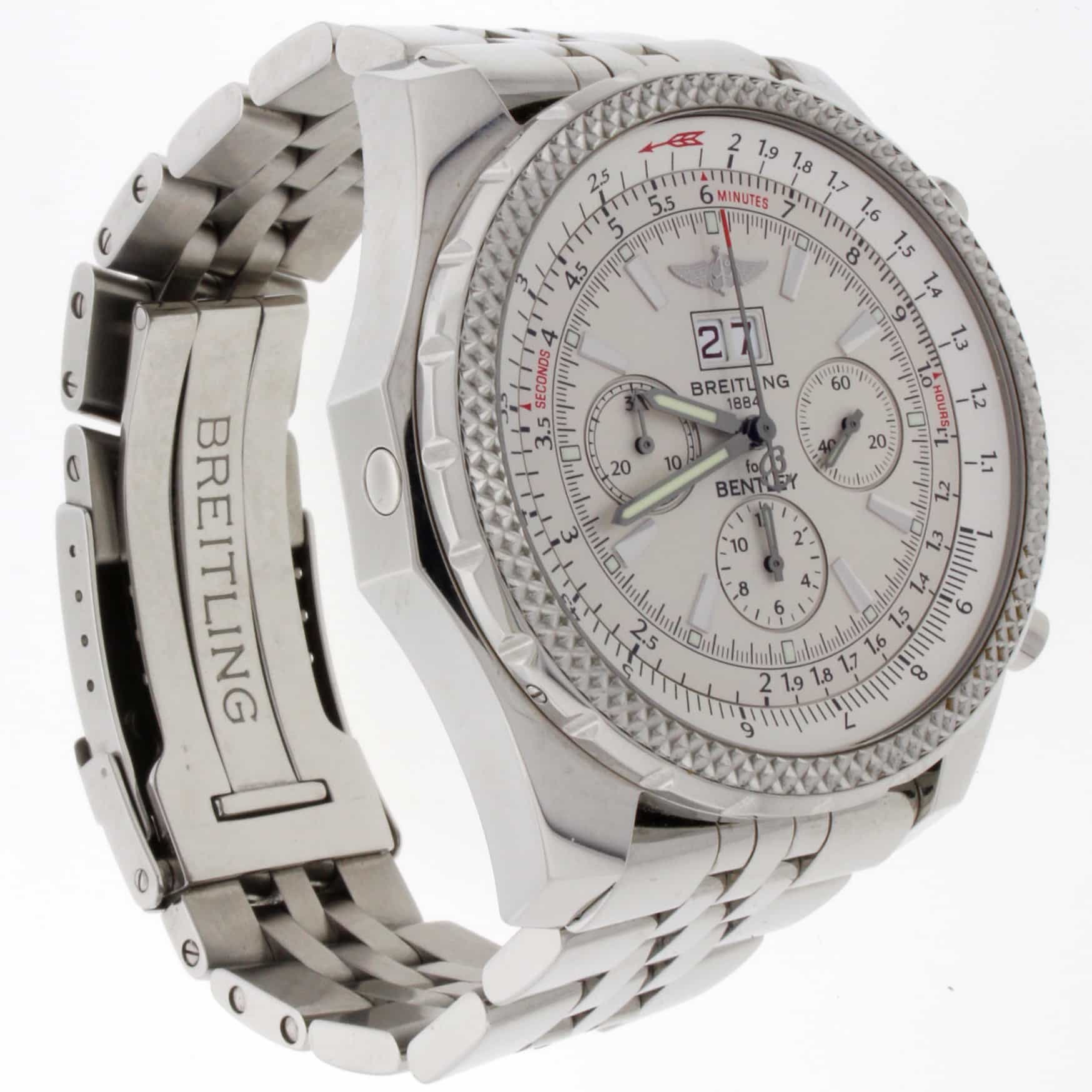 Breitling Bentley 6.75 Chronograph Ivory Dial Big Date Automatic Mens Watch A44362 - Image 6