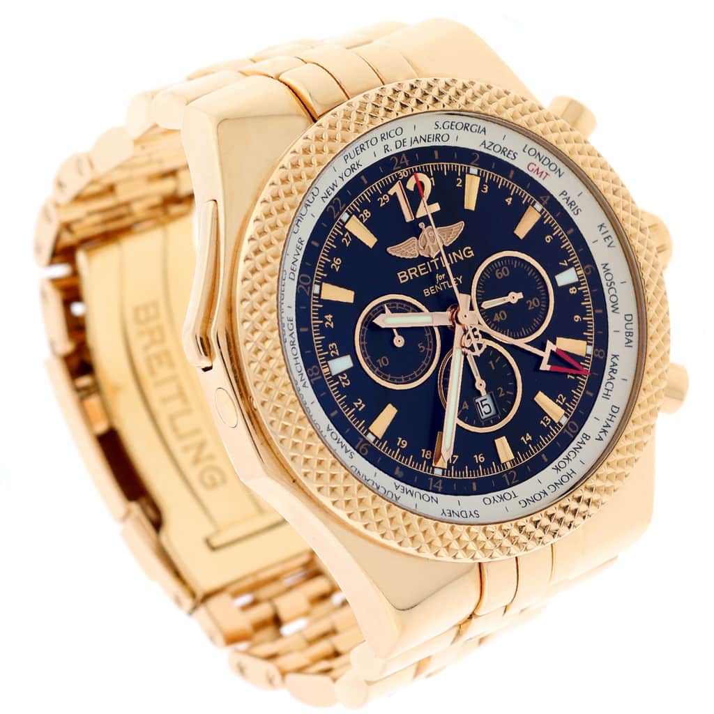 Breitling Bentley GMT 18K Roe Gold Chronograph 49MM Black Stick Dial Automatic Mens Watch R47362 - Image 2