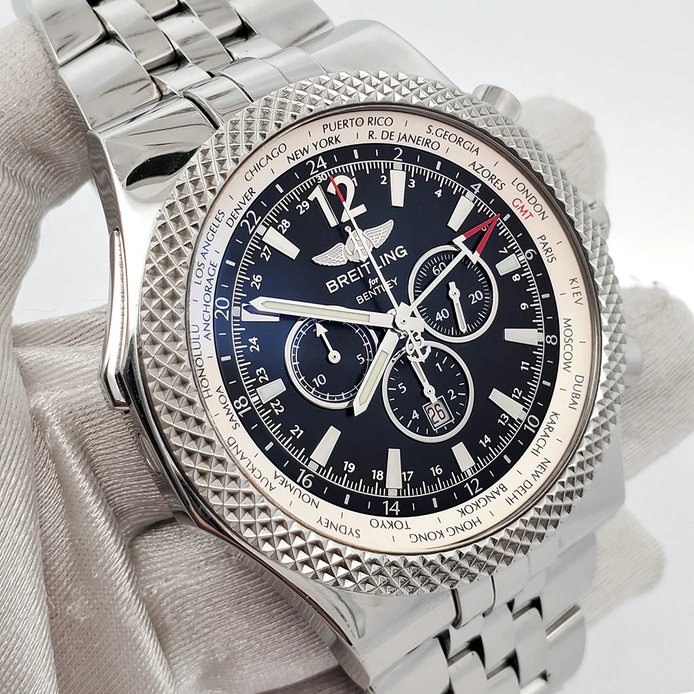 Breitling Bentley GMT 49mm Chronograph Special Edition Black Dial Stainless Steel Watch A47362 - Image 3