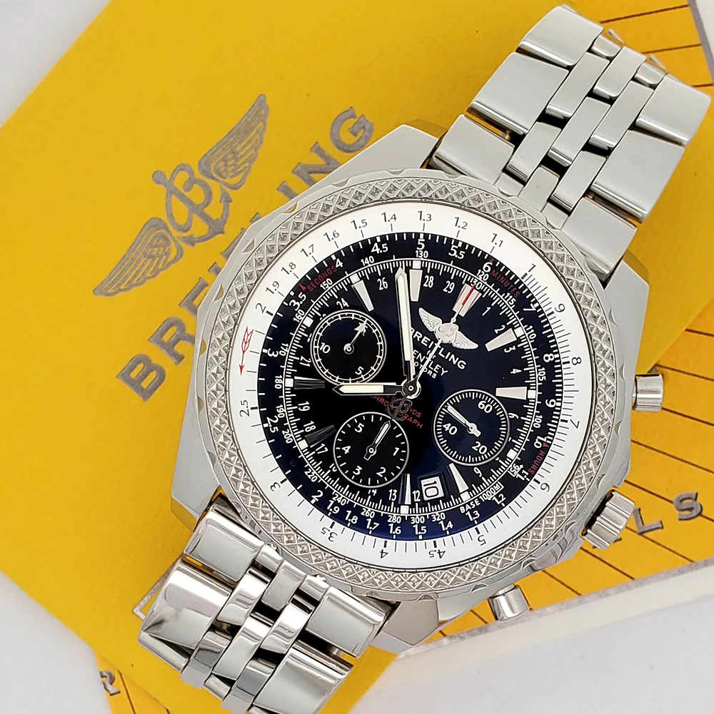 Breitling Bentley Motors Chronograph Special Edition Black Dial Steel 49mm Watch A25362 Papers - Image 3