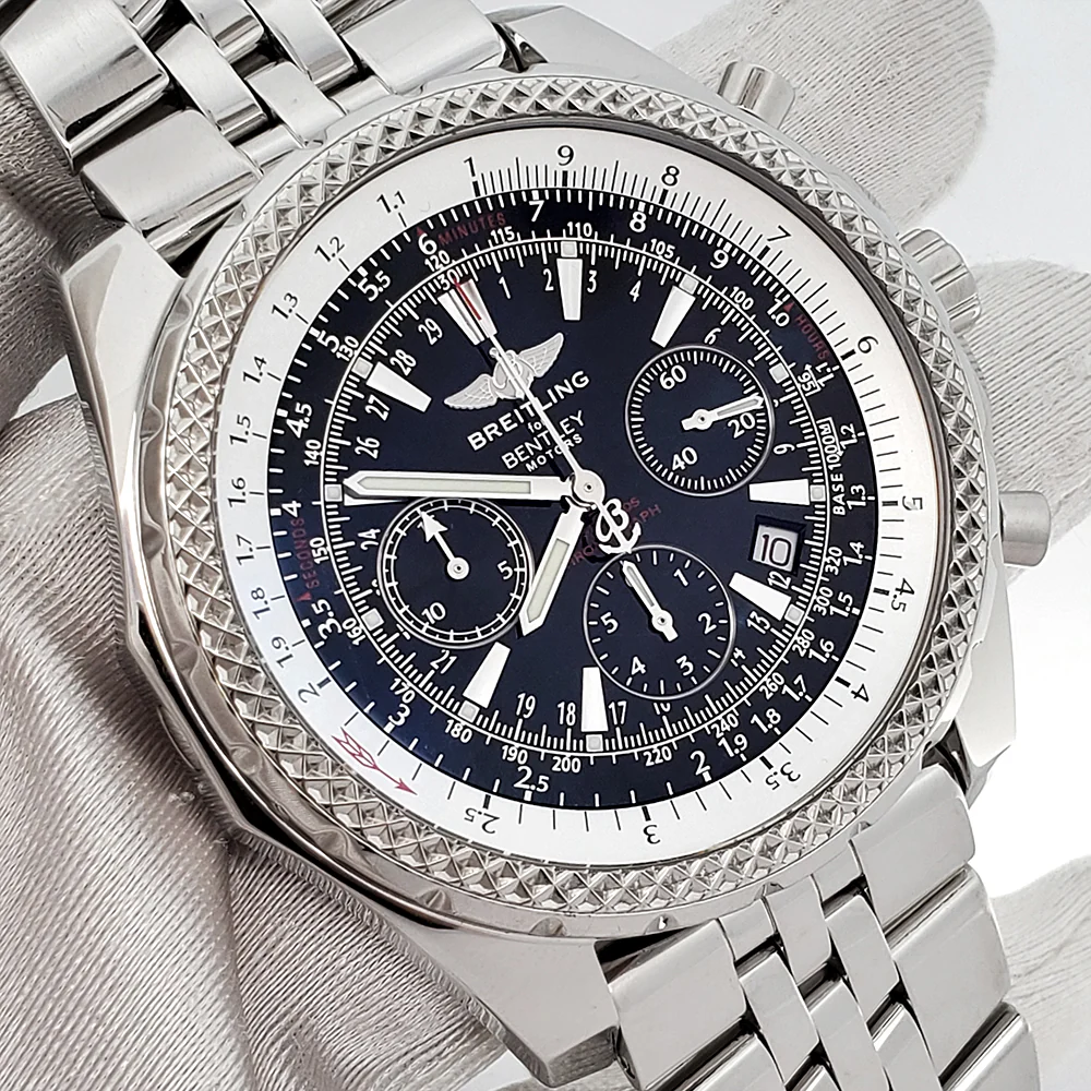 Breitling Bentley Motors Chronograph Special Edition Black Dial Steel 49mm Watch A25362 Papers - Image 4