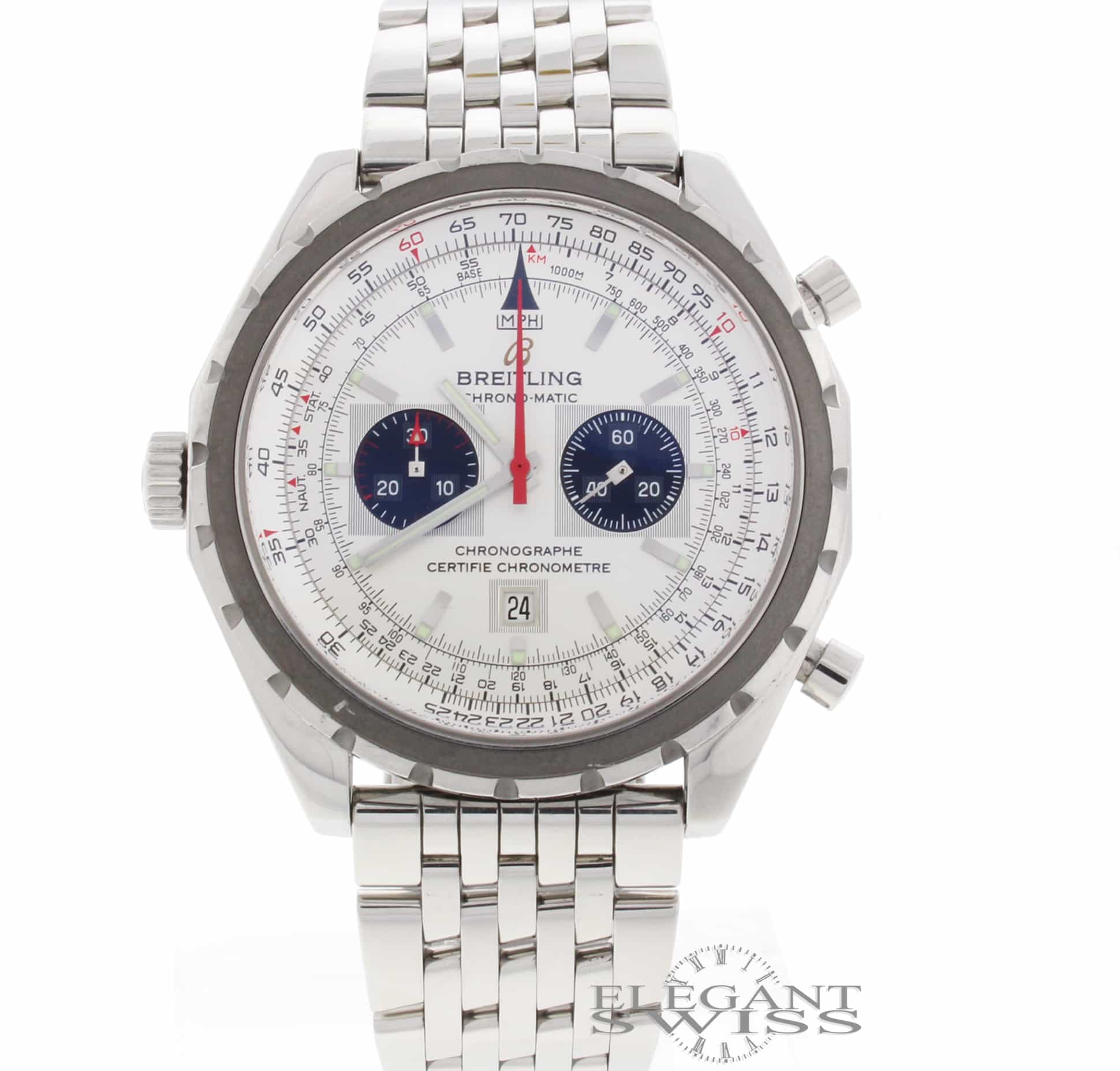 Breitling Chono-Matic 44MM Automatic Chronograph Stainless Steel Mens Watch A41360