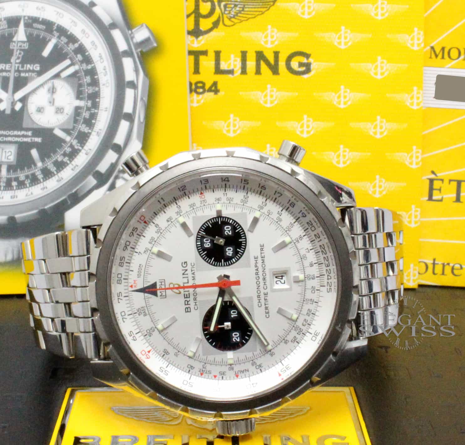 Breitling Chono-Matic 44MM Automatic Chronograph Stainless Steel Mens Watch A41360 - Image 2