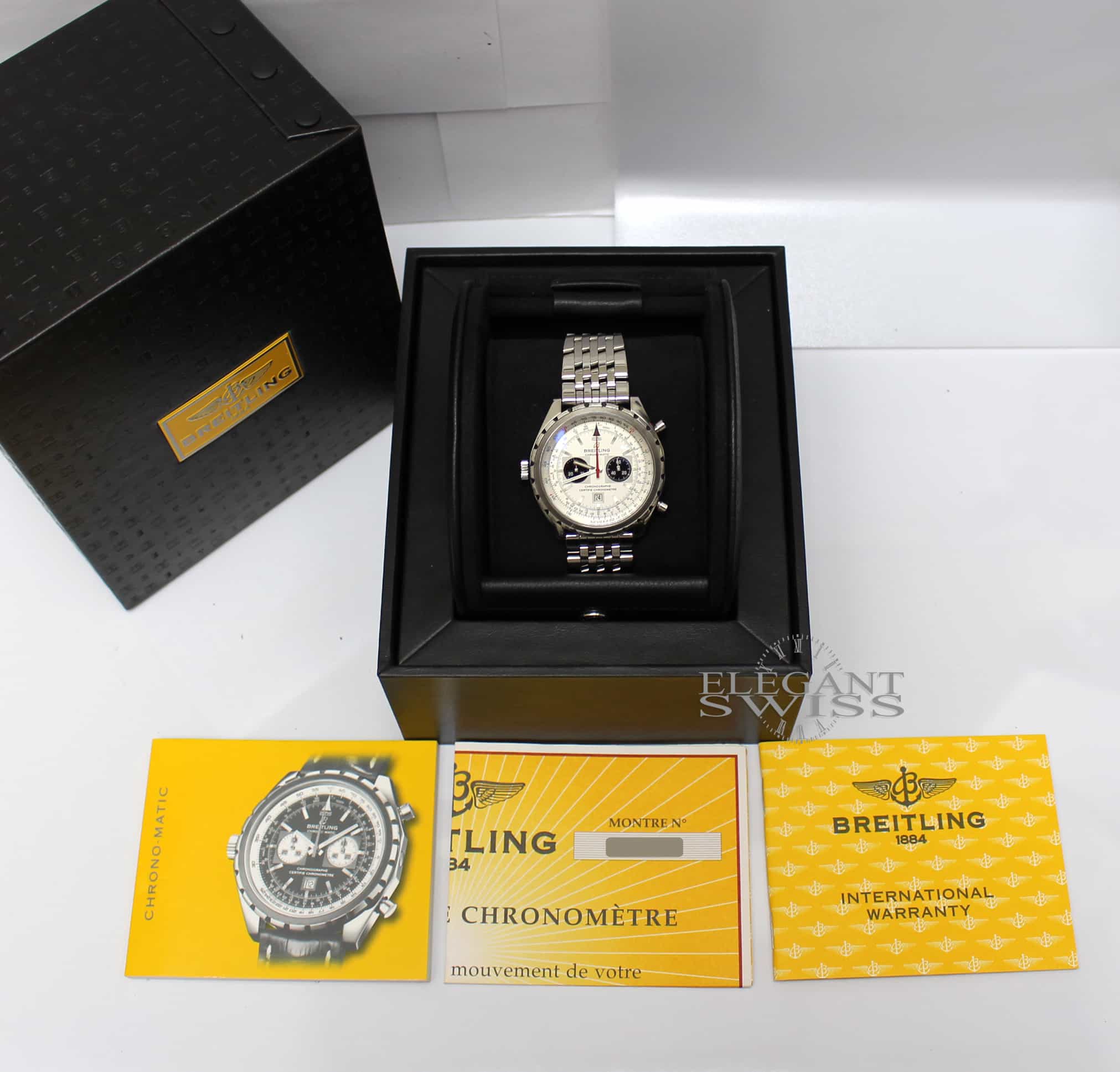 Breitling Chono-Matic 44MM Automatic Chronograph Stainless Steel Mens Watch A41360 - Image 3