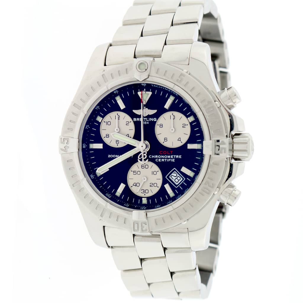 Breitling Chrono Colt 41MM Black Dial Chronograph Stainless Steel Mens Watch A73380