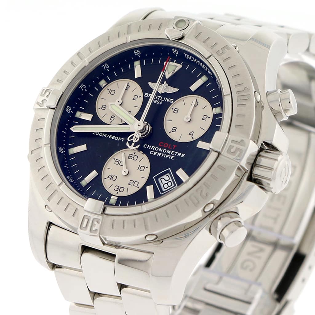 Breitling Chrono Colt 41MM Black Dial Chronograph Stainless Steel Mens Watch A73380 - Image 2