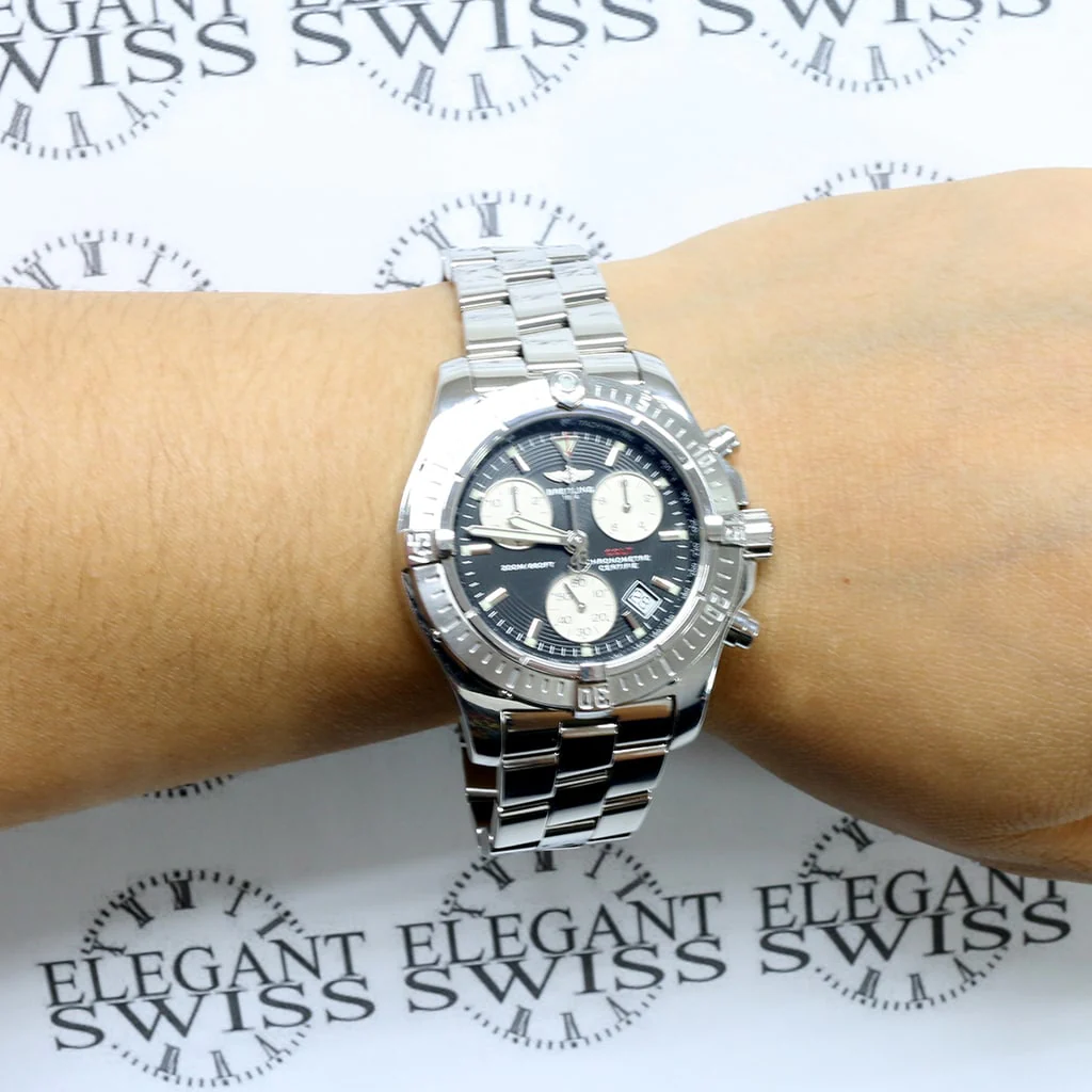 Breitling Chrono Colt 41MM Black Dial Chronograph Stainless Steel Mens Watch A73380 - Image 3