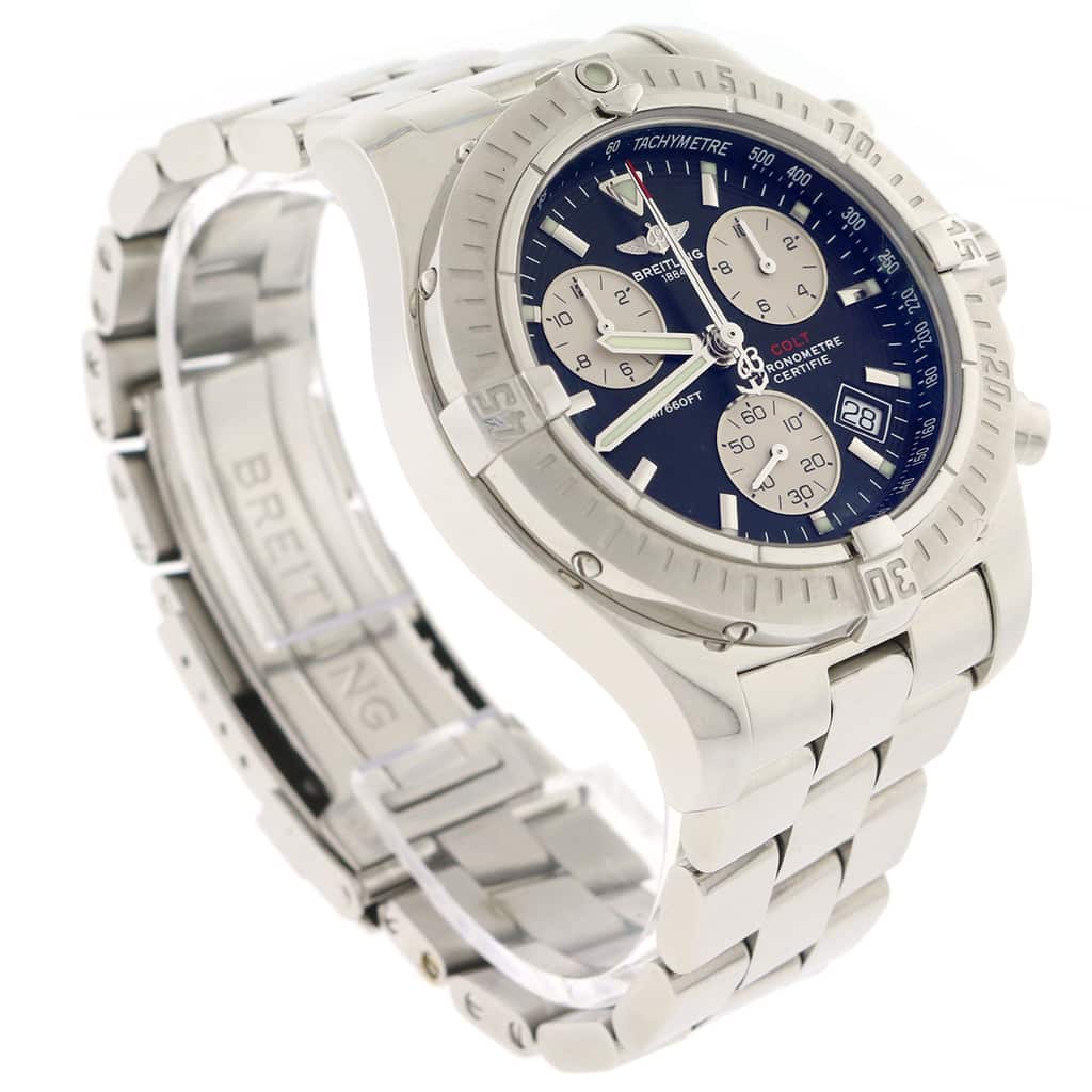 Breitling Chrono Colt 41MM Black Dial Chronograph Stainless Steel Mens Watch A73380 - Image 4