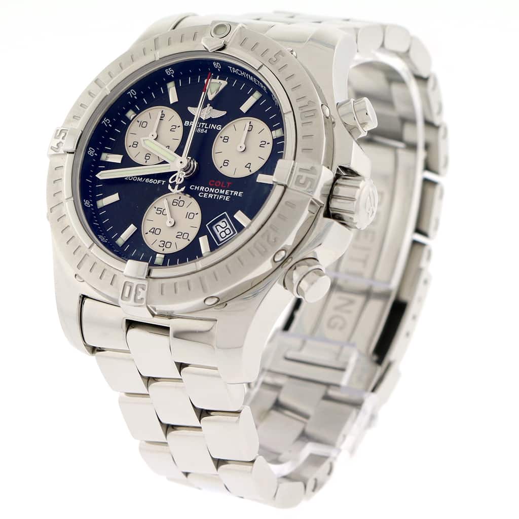 Breitling Chrono Colt 41MM Black Dial Chronograph Stainless Steel Mens Watch A73380 - Image 5