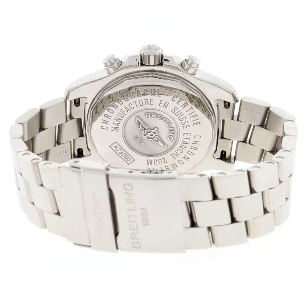 Breitling Chrono Colt Stainless Steel 41MM Silver Dial Chronograph Mens Watch A73380 w/Diamond Bezel - Image 5
