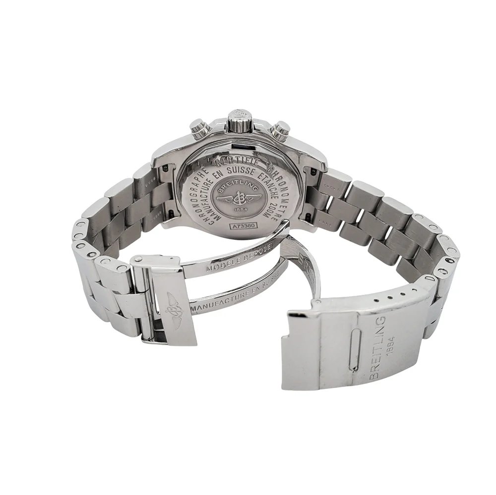 Breitling Chrono Colt Steel 41mm Silver/Blue Dial Chronograph Watch A73380 - Image 6
