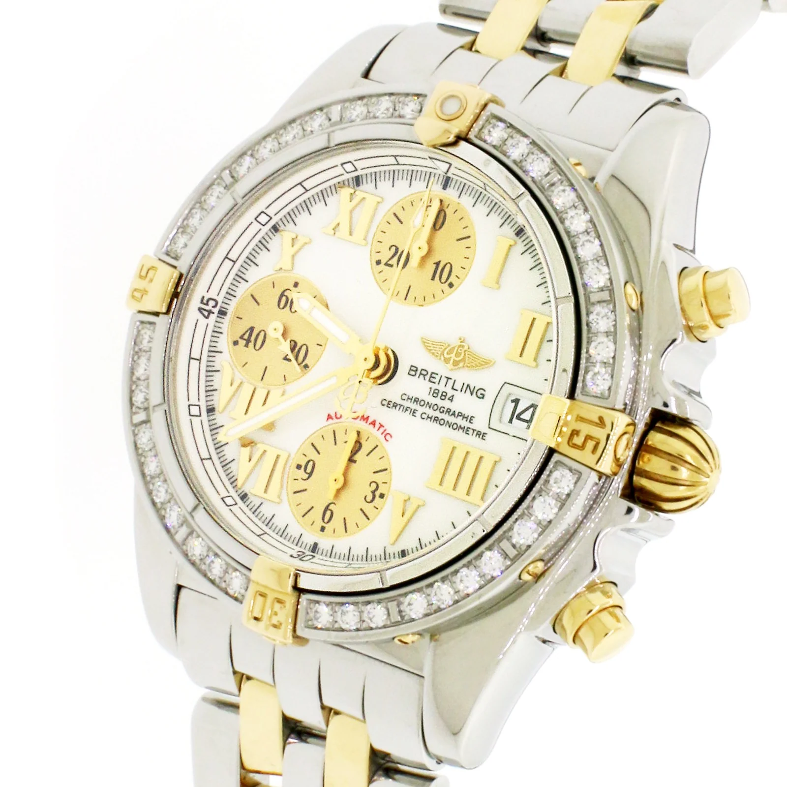 Breitling Chrono Galactic 39mm Yellow Gold/Steel Watch B13358 - Image 6