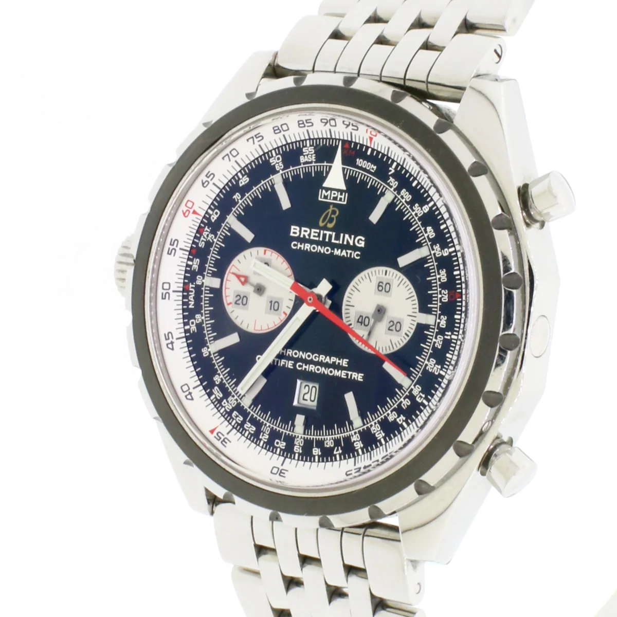 Breitling Chrono-Matic 44MM Automatic Chronograph Stainless Steel Mens Watch A41360 - Image 5