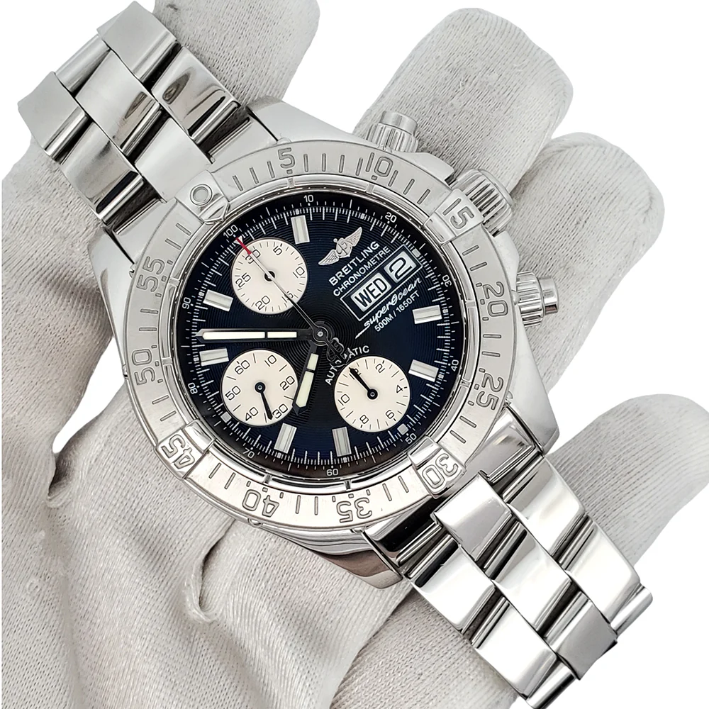 Breitling Chrono SuperOcean Day-Date 42mm Black Concentric Dial Steel Watch A13340 - Image 3