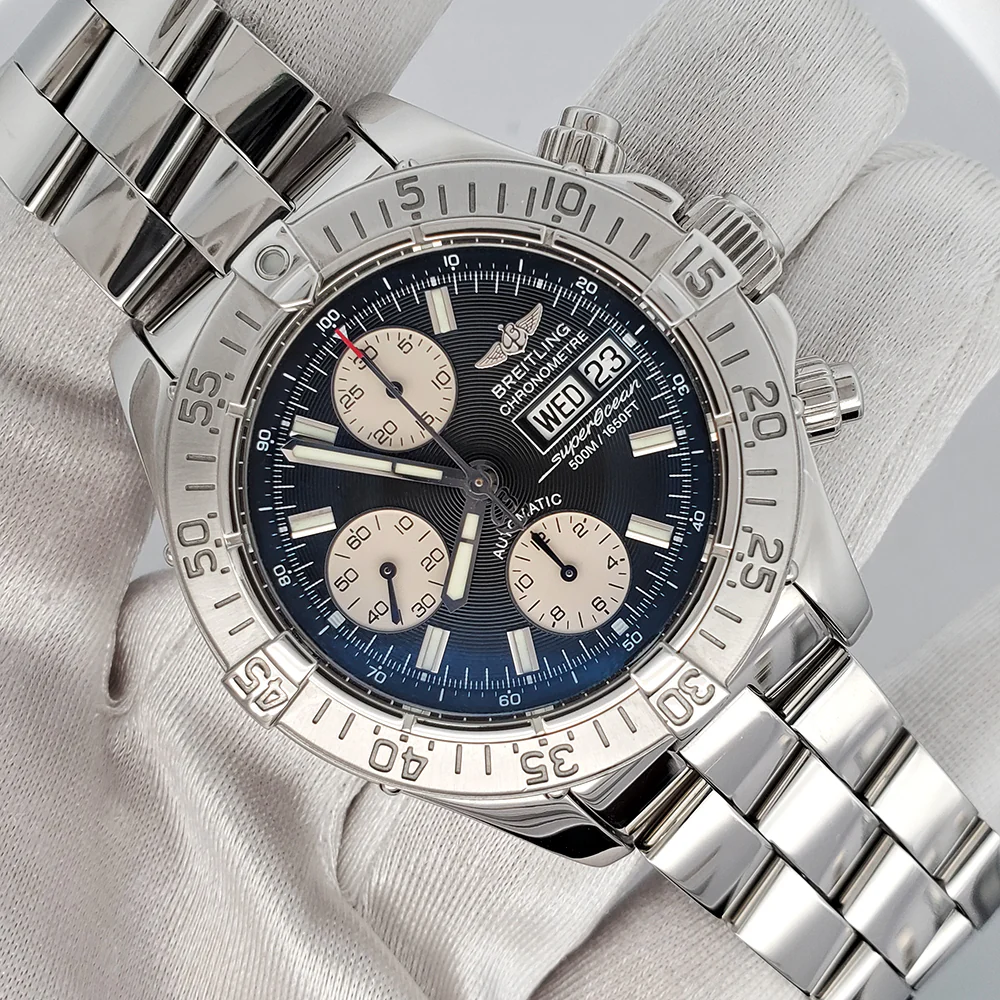 Breitling Chrono SuperOcean Day-Date 42mm Black Concentric Dial Steel Watch A13340 - Image 3