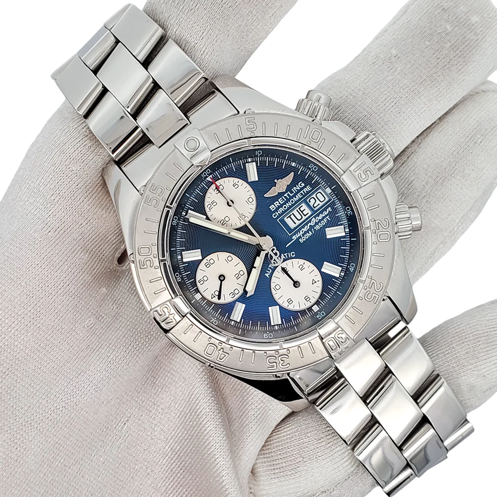 Breitling Chrono SuperOcean Day-Date 42mm Blue Concentric Dial Steel Watch A13340 - Image 3