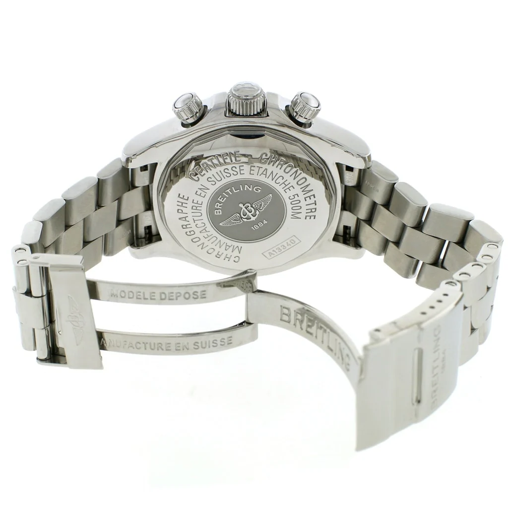 Breitling Chrono SuperOcean Day Date Black Concentric Dial 42MM Automatic Stainless Steel Mens Watch A13340 w/Diamond Bezel - Image 7