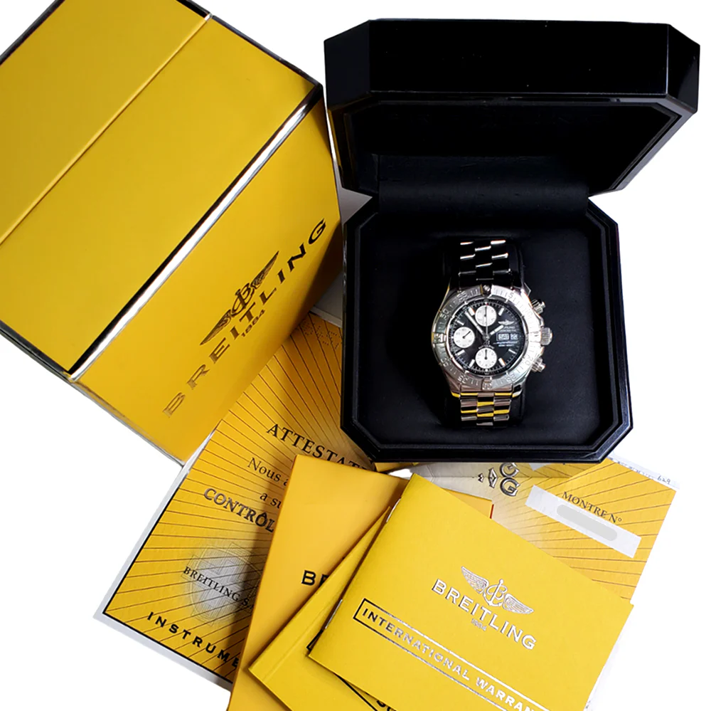 Breitling Chrono SuperOcean Day Date Black Concentric Dial 42mm Steel Watch A13340 Box Papers - Image 2