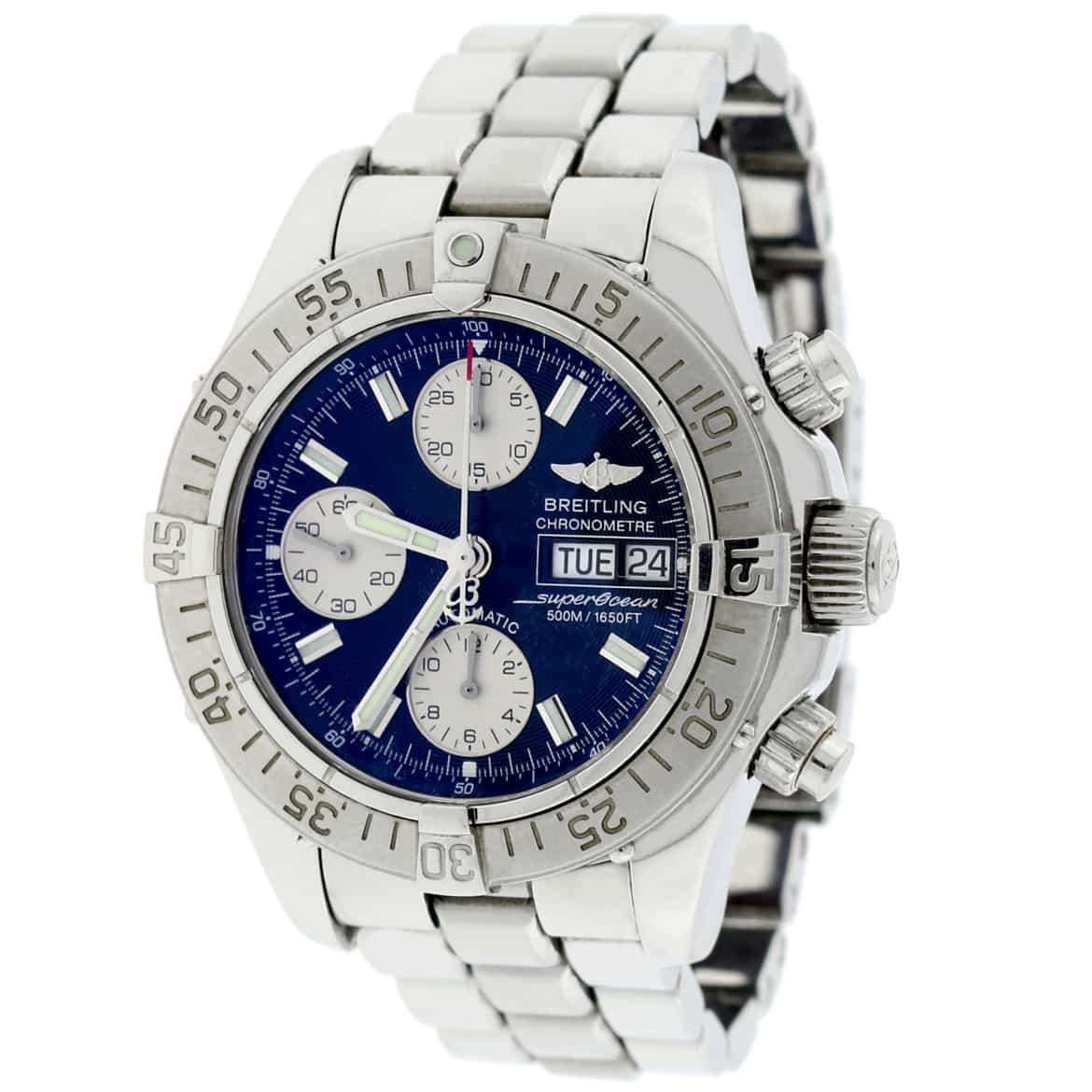 Breitling Chrono SuperOcean Day Date Black Dial 42MM Automatic Stainless Steel Mens Watch A13340