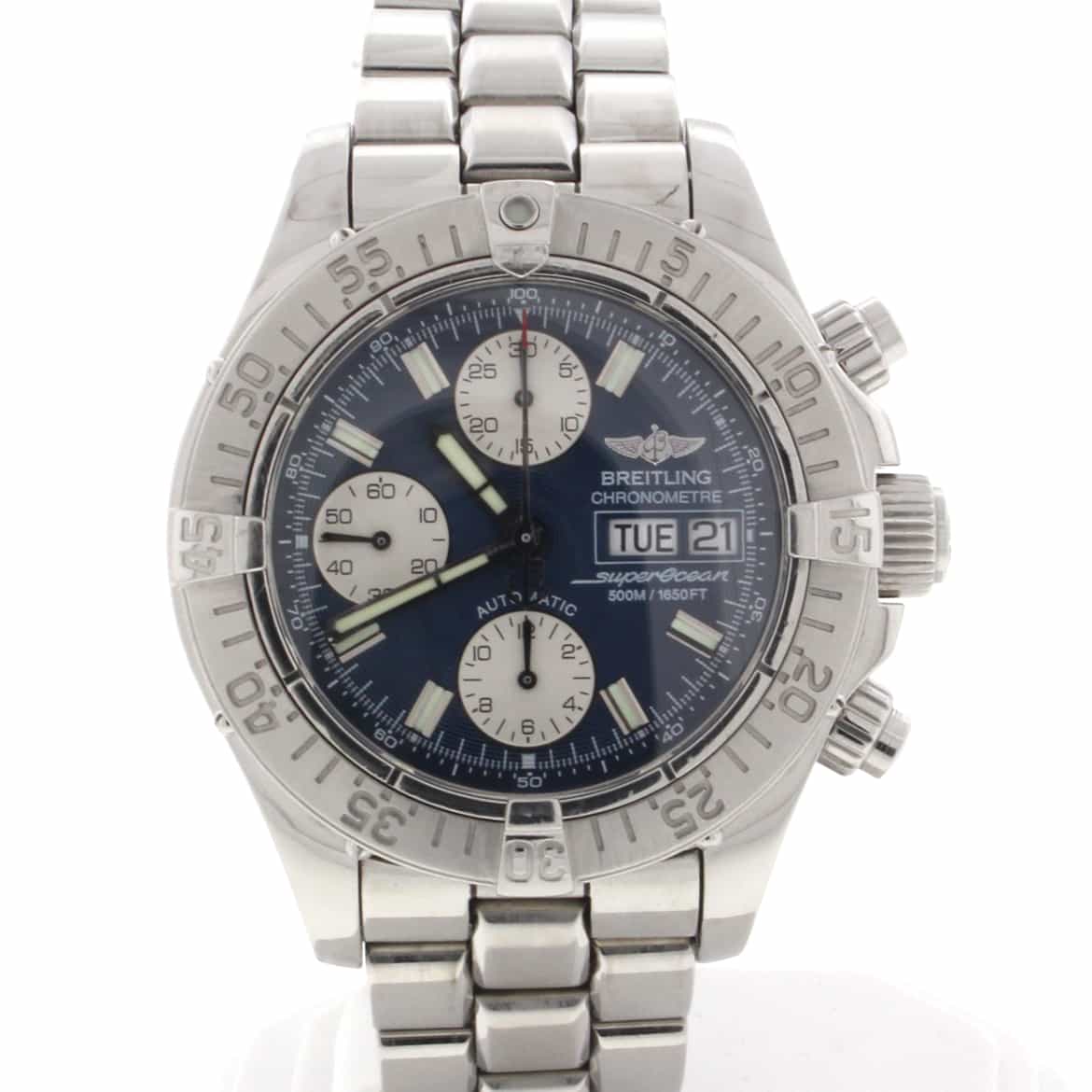 Breitling Chrono SuperOcean Day Date Black Dial 42MM Automatic Stainless Steel Mens Watch A13340