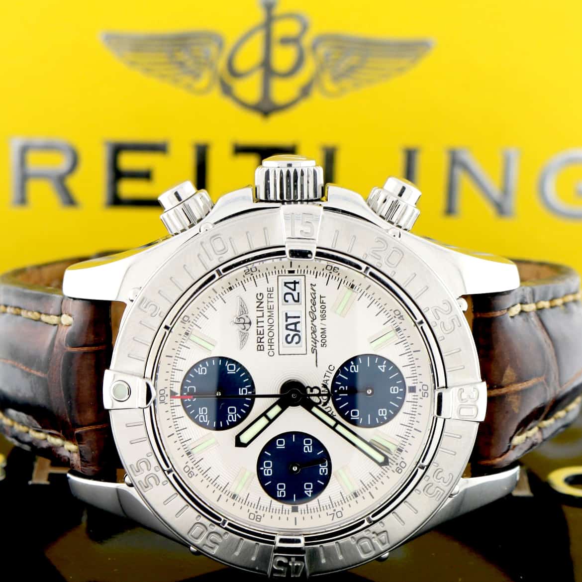 Breitling Chrono SuperOcean Day Date Silver Dial 42MM Automatic Stainless Steel Mens Watch A13340 - Image 2