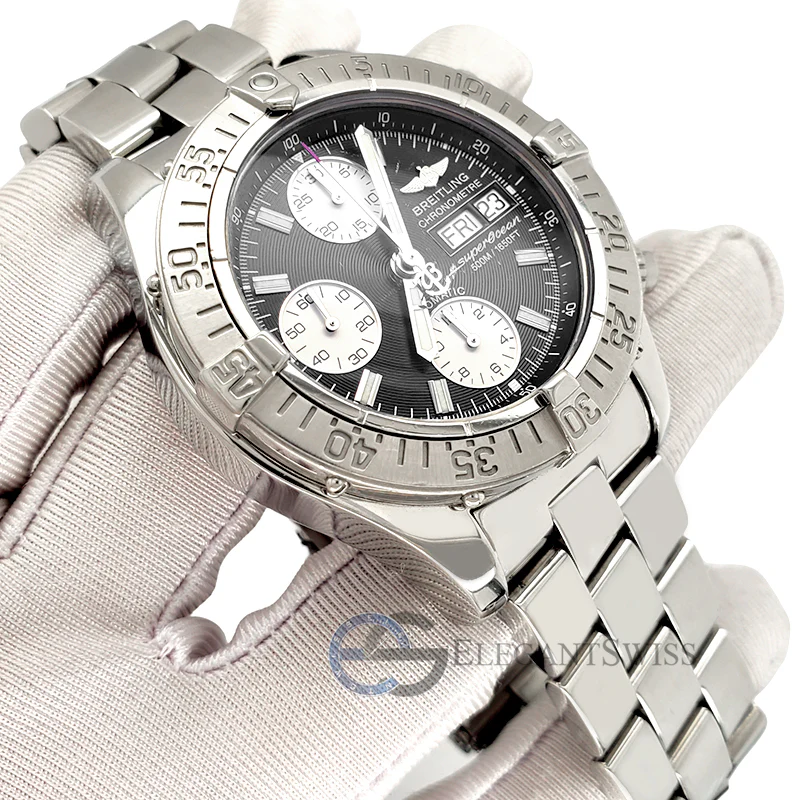 Breitling Chronograph Superocean 42MM Day-Date Black Dial Steel Mens Watch A13340 - Image 2