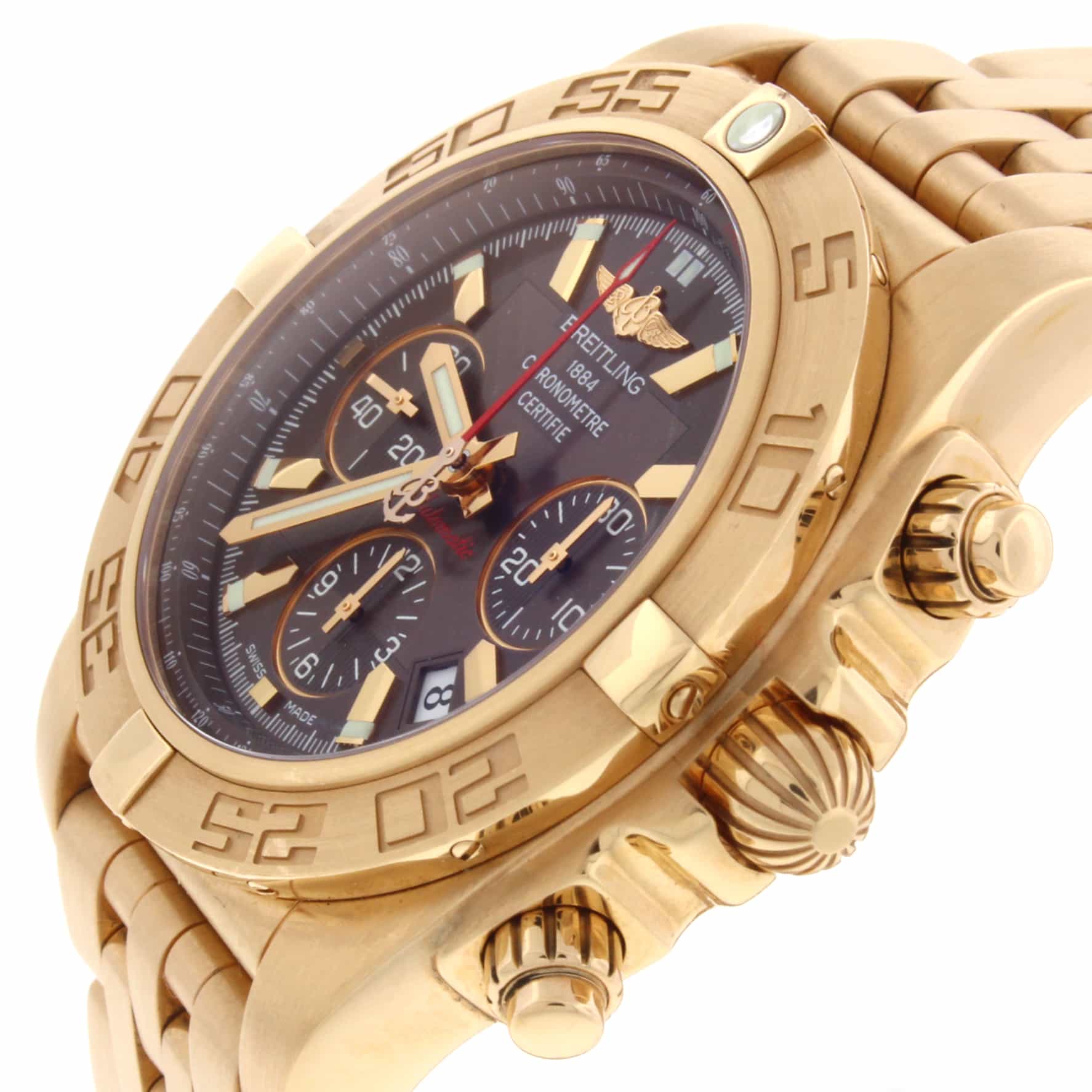 Breitling Chronomat 44 18K Rose Gold Special Edition Chronograph Automatic Mens Watch HB0110 - Image 4