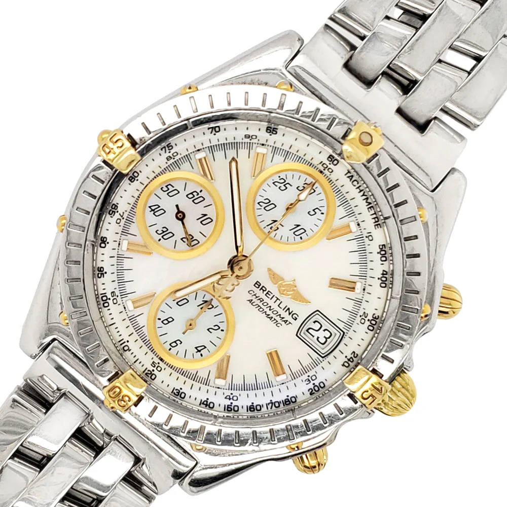 Breitling Chronomat Blackbird MOP Dial Chronograph 40mm Steel Watch B13350
