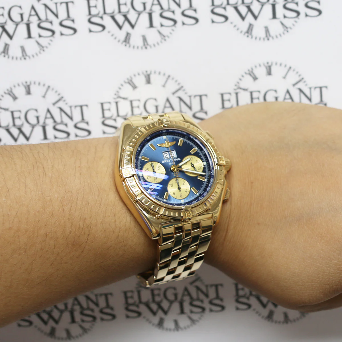 Breitling Chronomat Crosswind Special 44MM Yellow Gold Big Date Chronograph Automatic Watch K44355 - Image 2