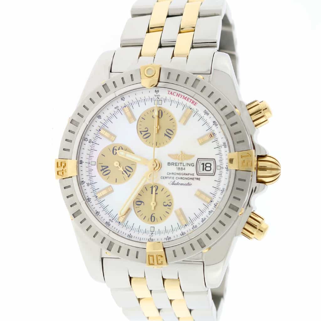 Breitling Chronomat Evolution 2-Tone Gold/Steel Original MOP Dial 44mm Chronograph Mens Watch B13356