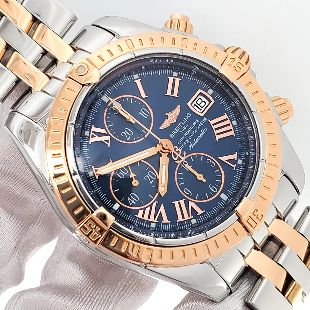 Breitling Chronomat Evolution 2-Tone Rose Gold/Steel Blue Dial 44mm Watch C13356 - Image 2
