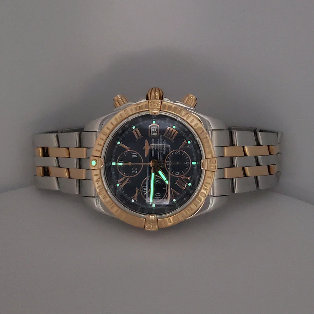 Breitling Chronomat Evolution 2-Tone Rose Gold/Steel Blue Dial 44mm Watch C13356 - Image 7