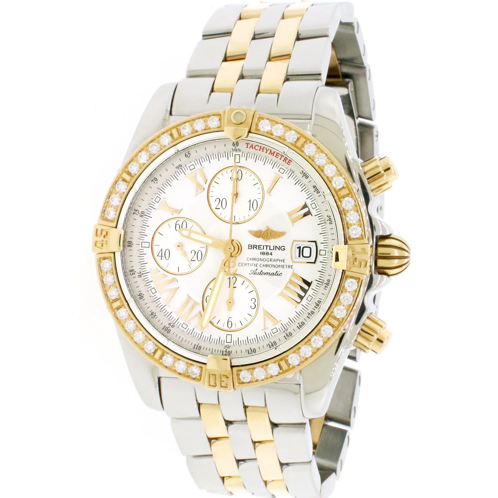 Breitling Chronomat Evolution 44mm Rose/Steel Watch C13356 Box Papers