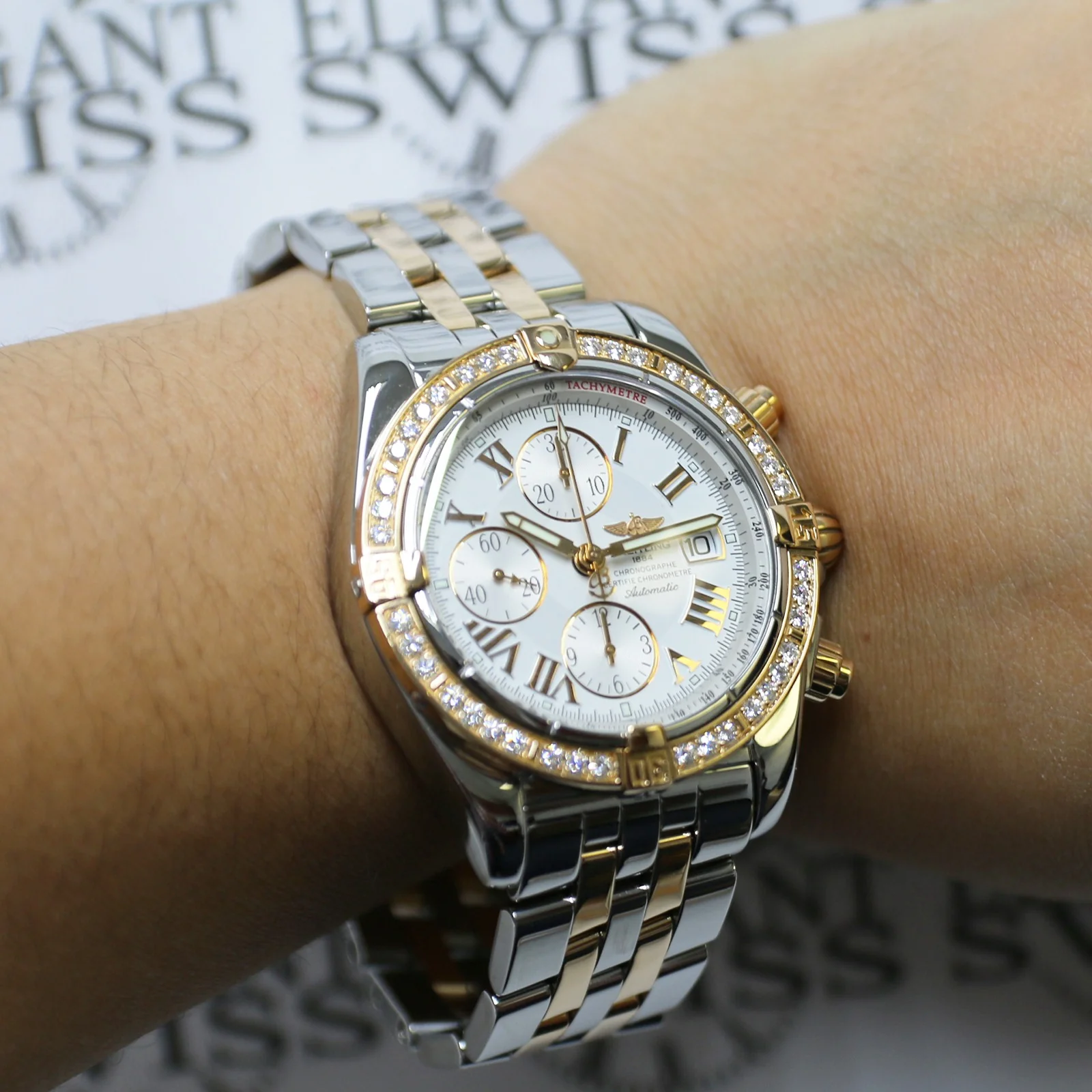 Breitling Chronomat Evolution 44mm Rose/Steel Watch C13356 Box Papers - Image 2
