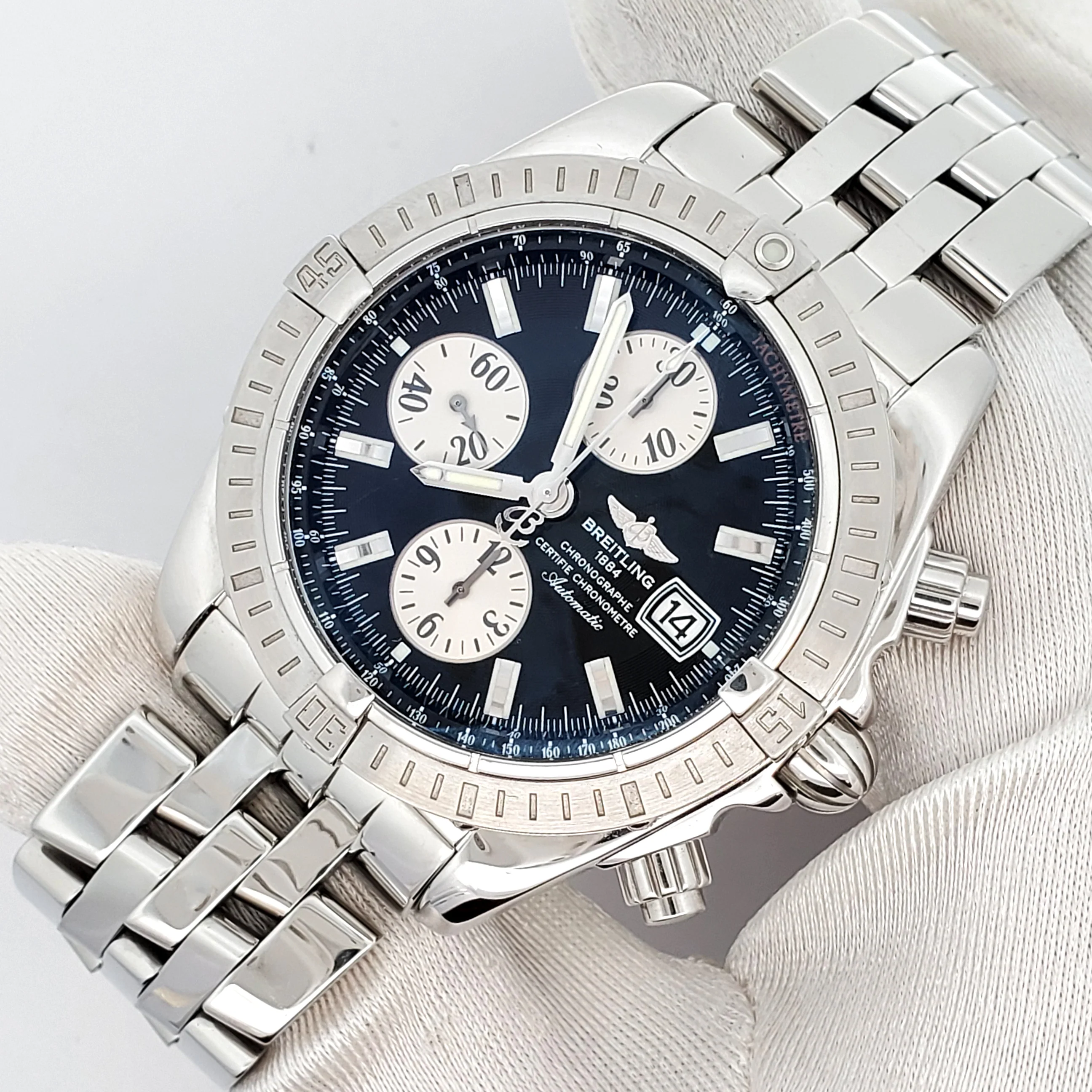 Breitling Chronomat Evolution Black Concentric Chronograph 44mm Steel Watch A13356 - Image 2