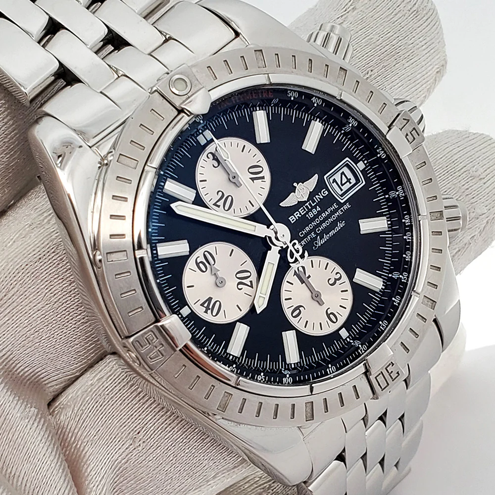 Breitling Chronomat Evolution Black Concentric Chronograph 44mm Steel Watch A13356 - Image 3