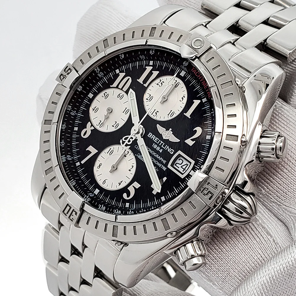 Breitling Chronomat Evolution Black Dial Chronograph 44mm Steel Watch A13356