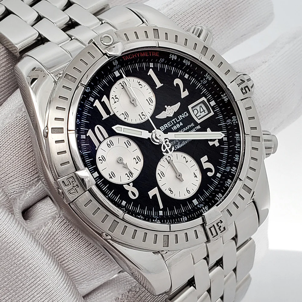 Breitling Chronomat Evolution Black Dial Chronograph 44mm Steel Watch A13356 - Image 2