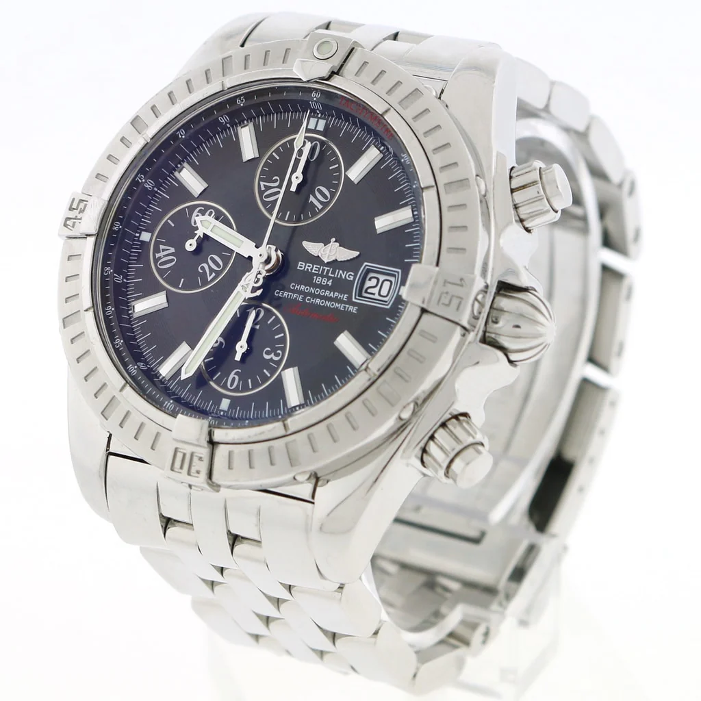 Breitling Chronomat Evolution Chronograph 44MM Black Concentric Dial Automatic Stainless Steel Mens Watch A13356 - Image 3