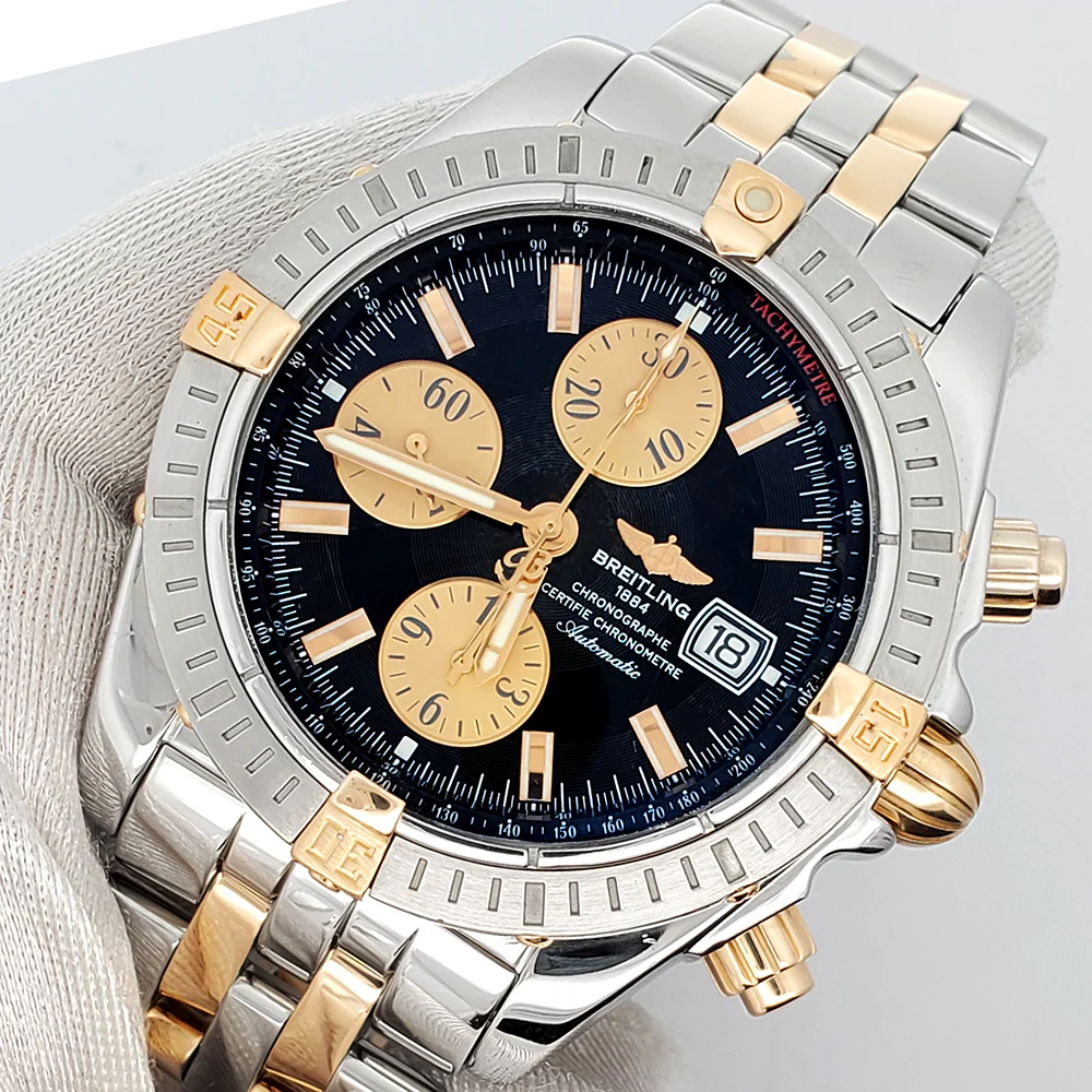 Breitling Chronomat Evolution Chronograph 44mm Black Dial 2-Tone Watch B13356 - Image 2