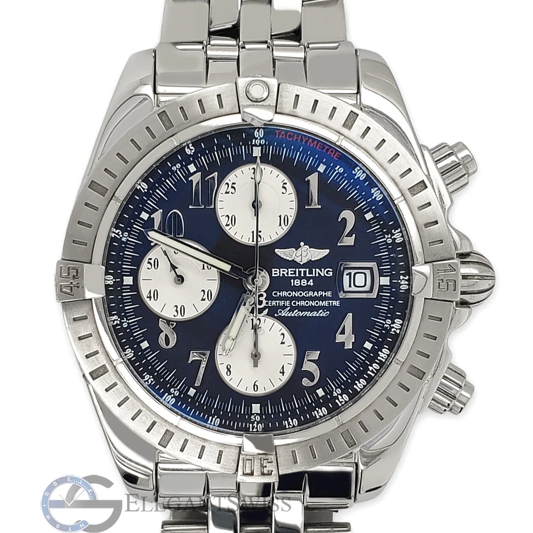 Breitling Chronomat Evolution Chronograph 44mm Black Dial Stainless Steel Watch A13356 - Image 5