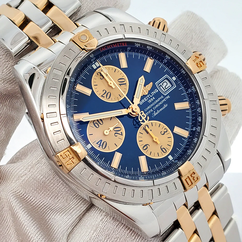 Breitling Chronomat Evolution Chronograph 44mm Blue Dial 2-Tone Watch B13356 - Image 2