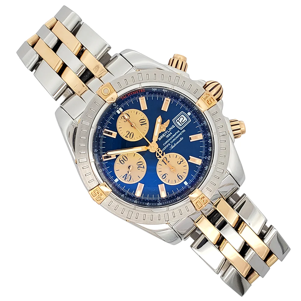 Breitling Chronomat Evolution Chronograph 44mm Blue Dial 2-Tone Watch B13356 - Image 3