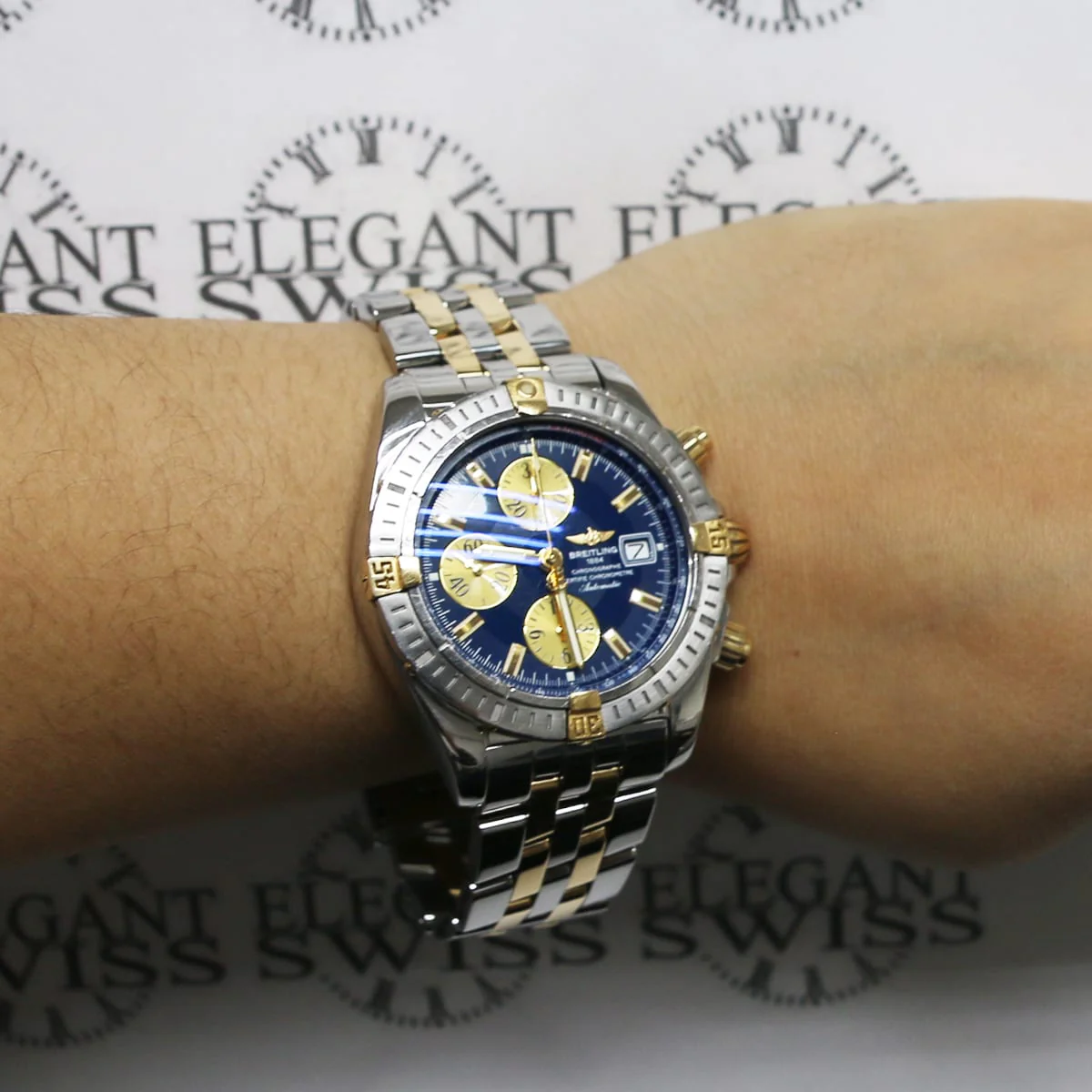 Breitling Chronomat Evolution Chronograph 44MM Blue Dial Automatic 2 Tone Mens Watch B13356 - Image 2